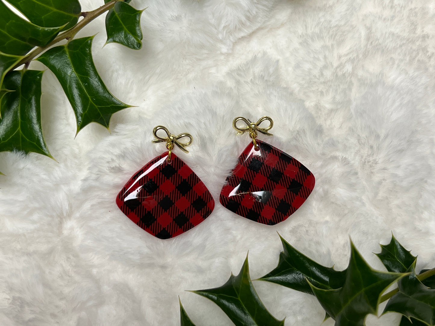 Rounded Diamond Holiday Ornament Drop Earrings