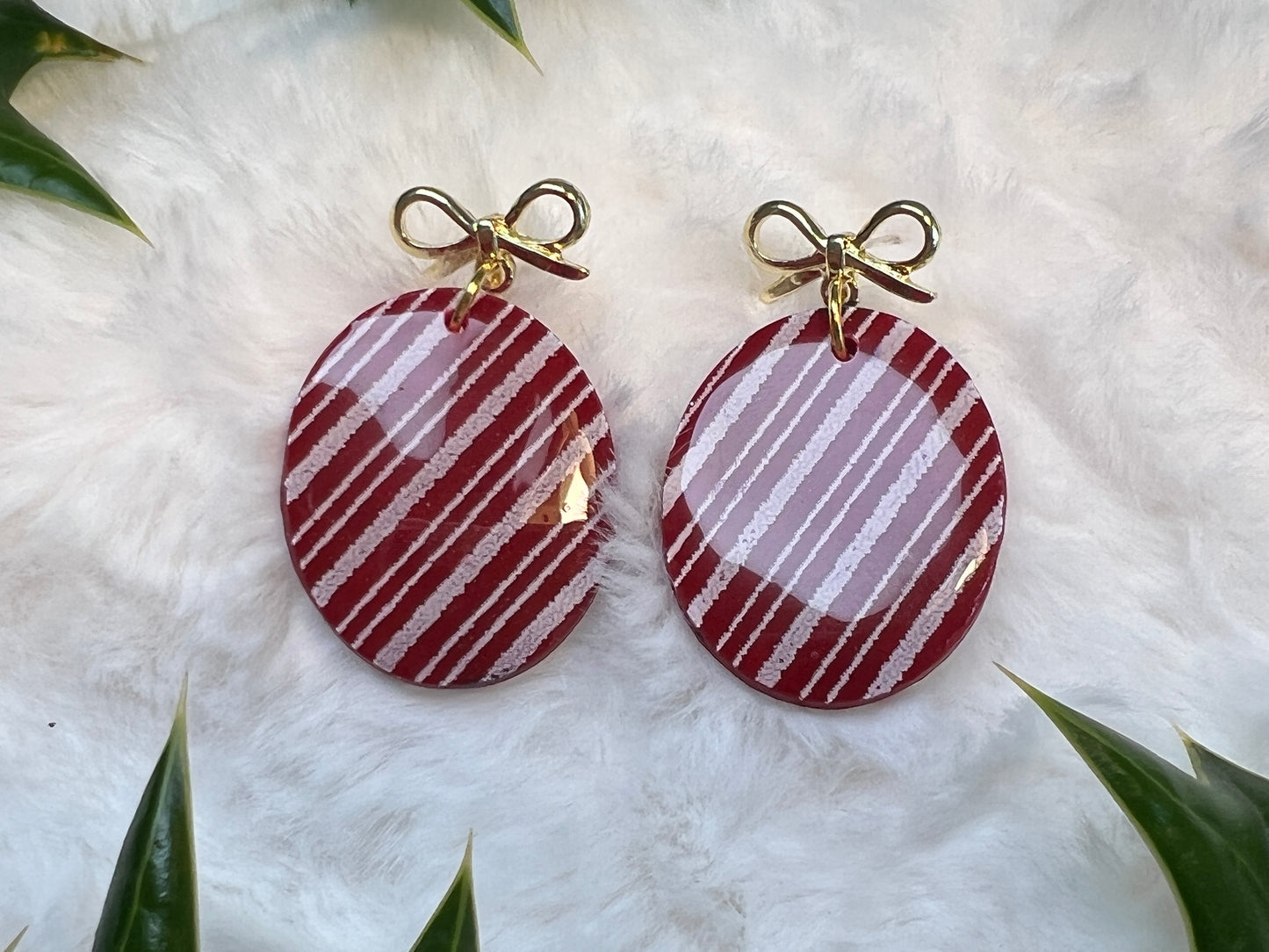 Oval Holiday Ornament Drop Earrings