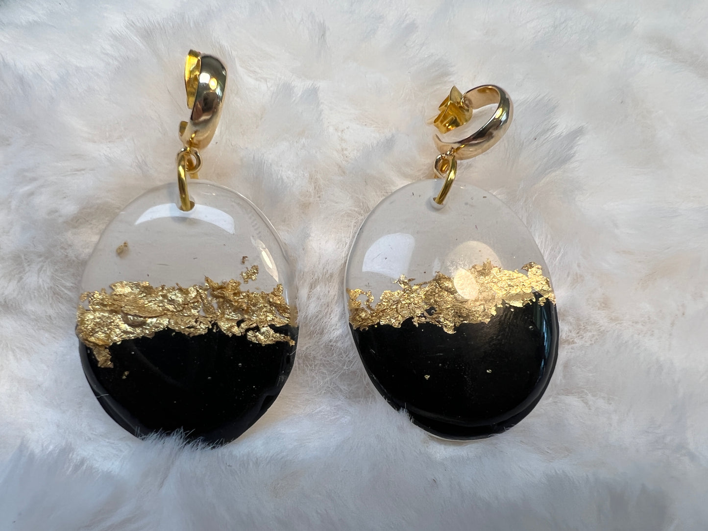 Polymer and Gold Leaf Drop Earrings