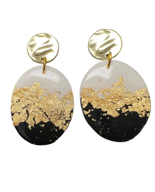 Polymer and Gold Leaf Drop Earrings
